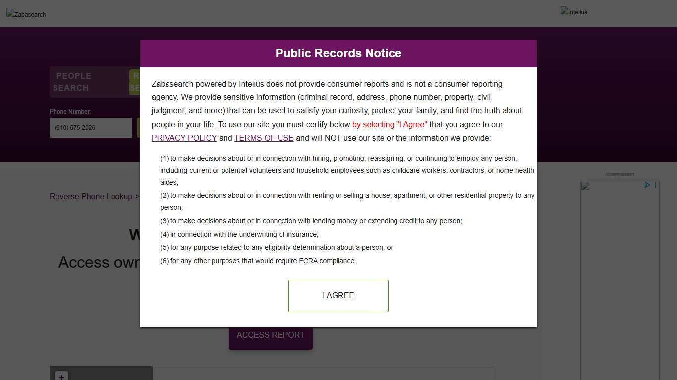 Owner Details for (910) 675-2026 Revealed Zabasearch